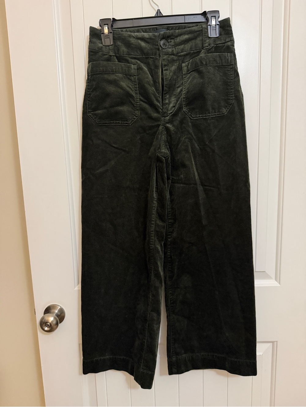 Maeve Anthropologie The Collette Green Corduroy Crop Wide-Leg Pants Sz 27